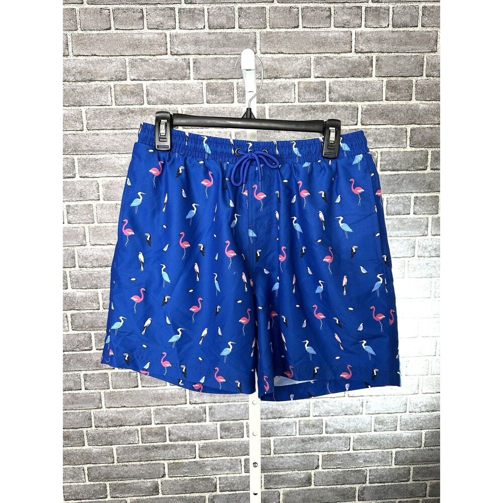 Club Room Men's Bird Party Print Drawstring 7" Swim Trunks - Small